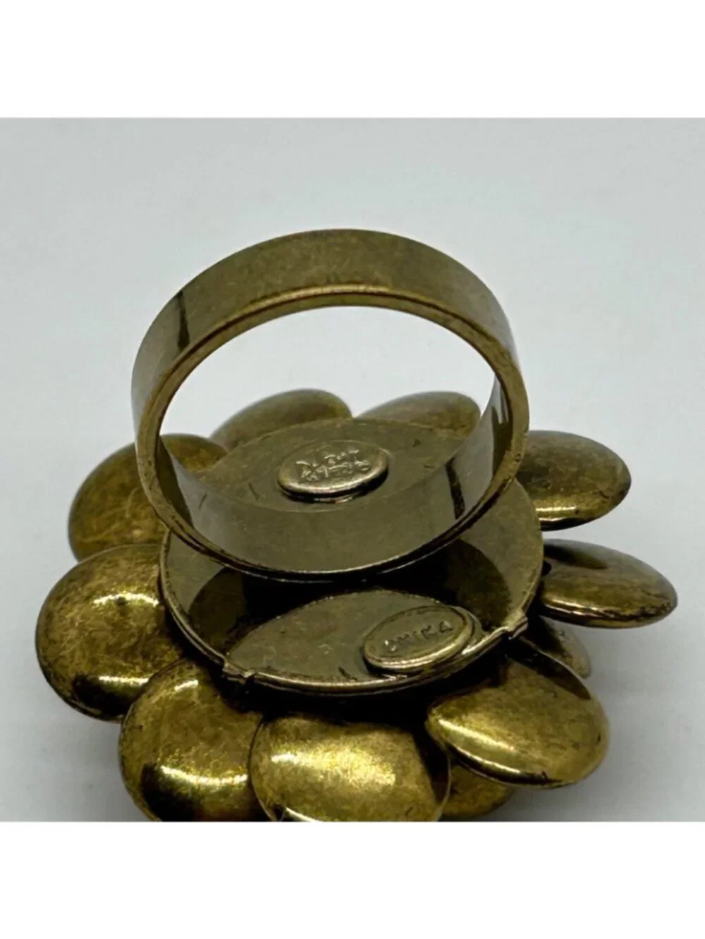 Joan Rivers Gold Tone Flower Ring With Crystal Center Statement Accessory